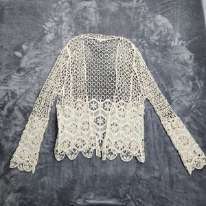 Love J Crochet Open-Front Cardigan 100% Cotton size S/M